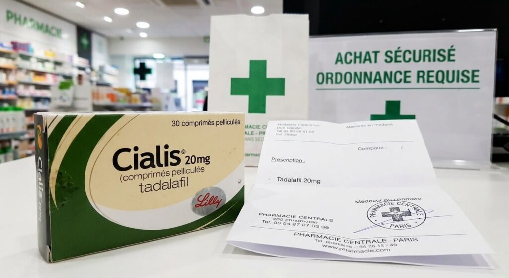 Quel est le meilleur site pour acheter du Cialis (Tadalafil) en toute sécurité ? 4 Boîte de Cialis (Tadalafil) avec une ordonnance médicale, symbole d'un achat sécurisé en pharmacie.