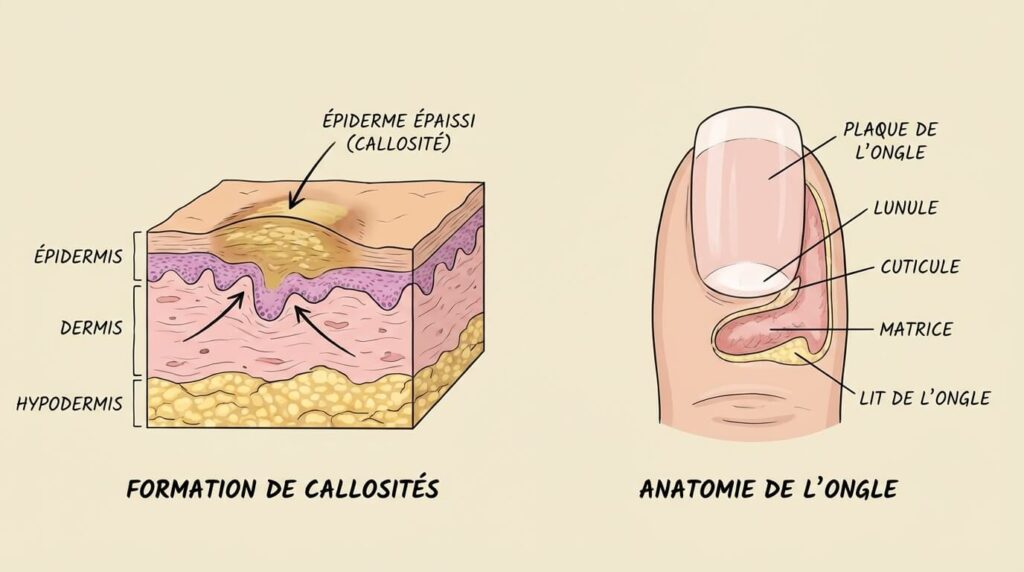 Lunule de l'ongle non visible : Est-ce normal ou pathologique ? 3 Schéma de l'anatomie de l'ongle montrant la position de la matrice et de la lunule à la base de l'ongle