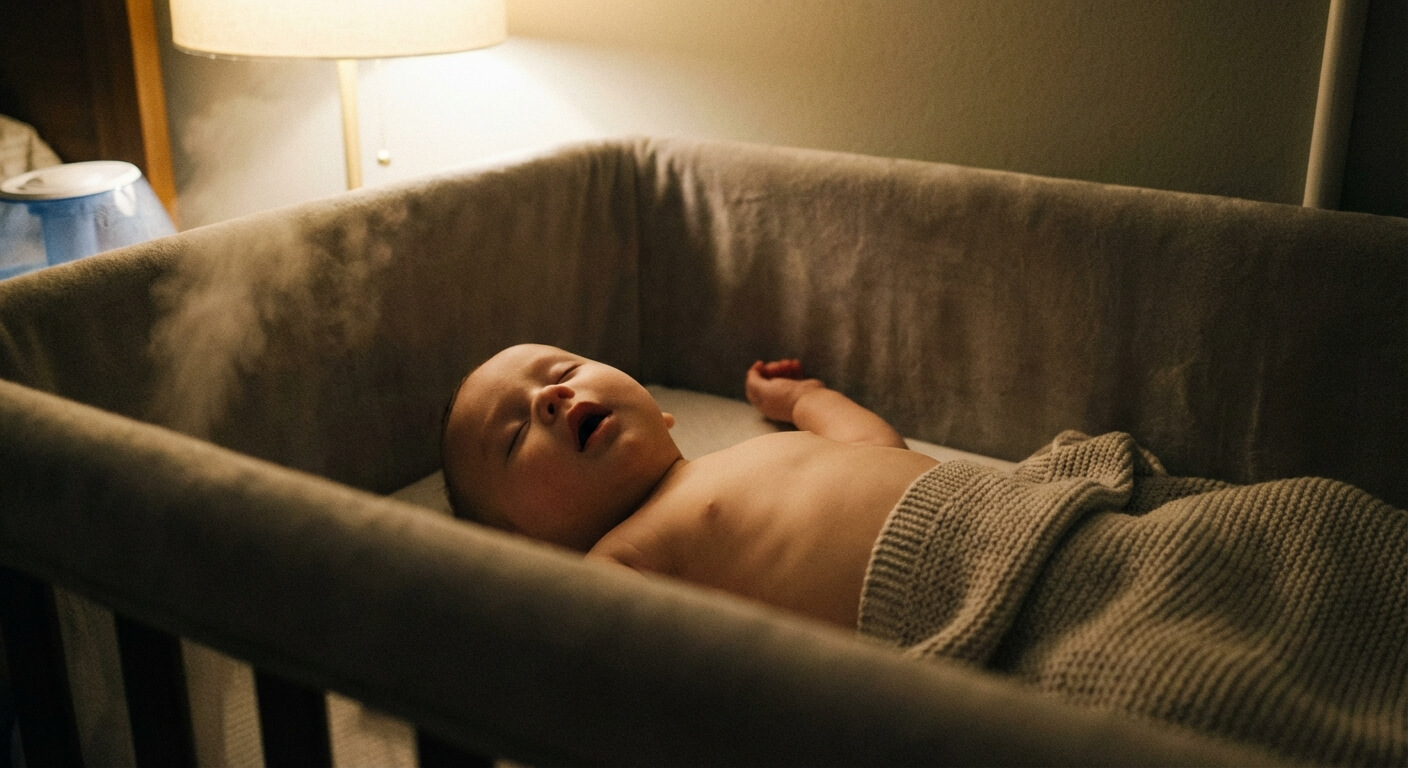 Nourrisson dormant profondément la bouche entrouverte, sujet aux ronflements nocturnes et à la respiration bruyante