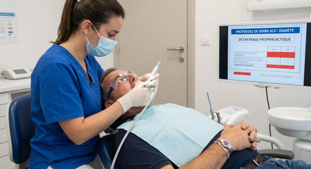 Détartrage prophylactique réalisé dans le cadre du protocole de soins ALD diabète
