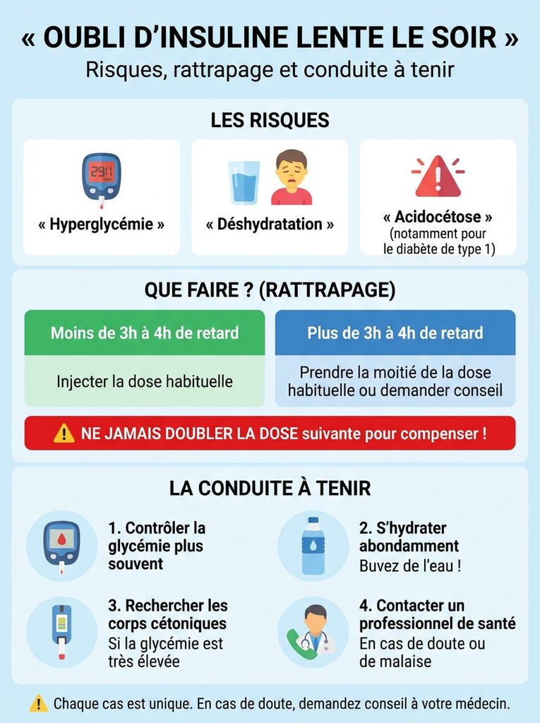 Oubli d'insuline lente le soir : risques, rattrapage et conduite à tenir 3